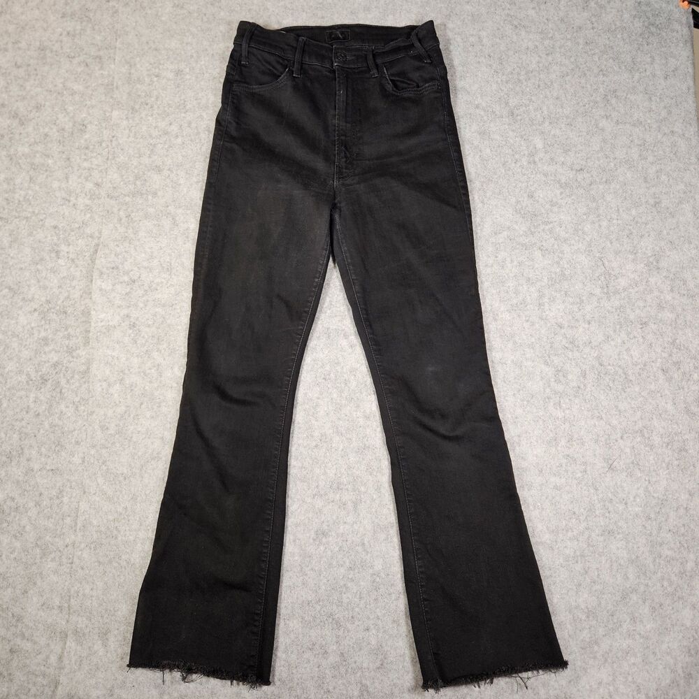 Mother The Hustler Ankle Fray Womens Black High Rise Raw Hem Jeans Size 26 READ
